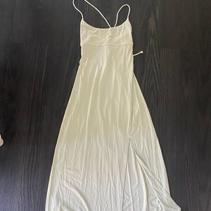 Aritzia Wilfred Sage Green Spaghetti-Strap Maxi Dress with Side Slit